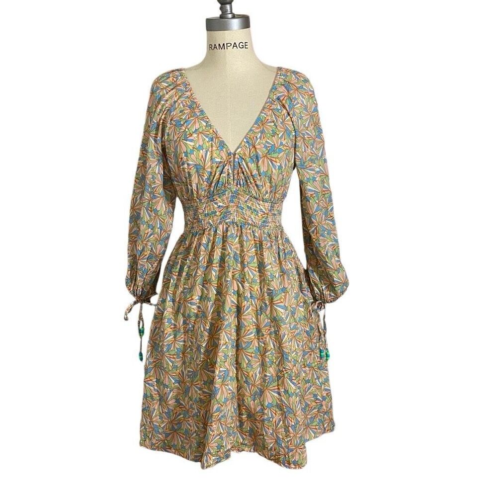 Shoshanna Women’s Multicolored 3/4 Sleeve Geometric Print Mini Dress sz XS